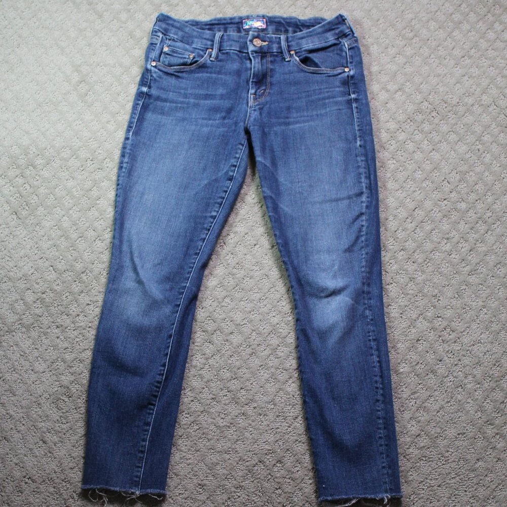Mother The Looker Ankle Fray Jeans Women’s 27 Girl Crush Blue Mid Rise Skinny